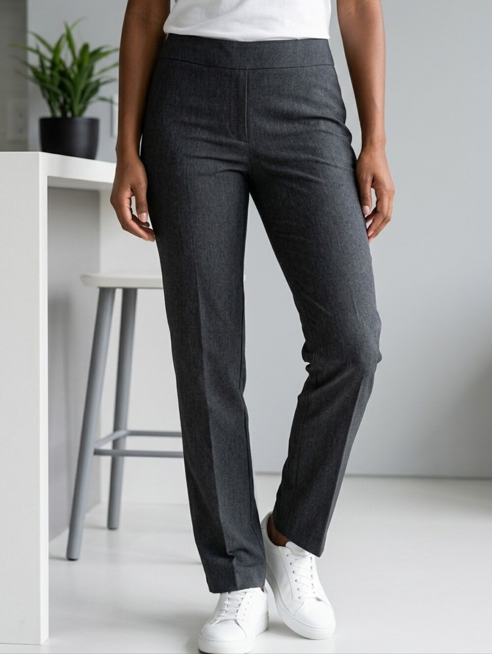 Liz Claiborne Charcoal Dress Pants Size 6 Pull On Career Trousers Stretch Office